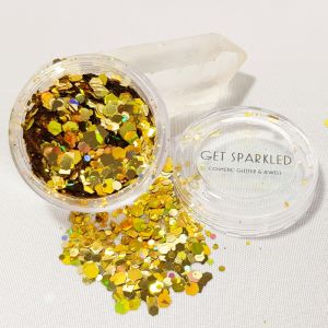 Golden Goddess Super Chunky Glittermix, gouden glitter kopen cosmetisch festival make up