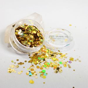 Golden Goddess Super Chunky Glittermix, gouden glitter kopen cosmetisch festival make up