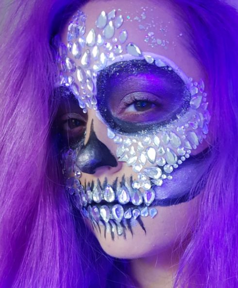 Shiny Candy Skull Jewel Sticker, halloween make up glitter kopen
