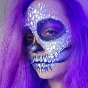 Shiny Candy Skull Jewel Sticker –  Full Face